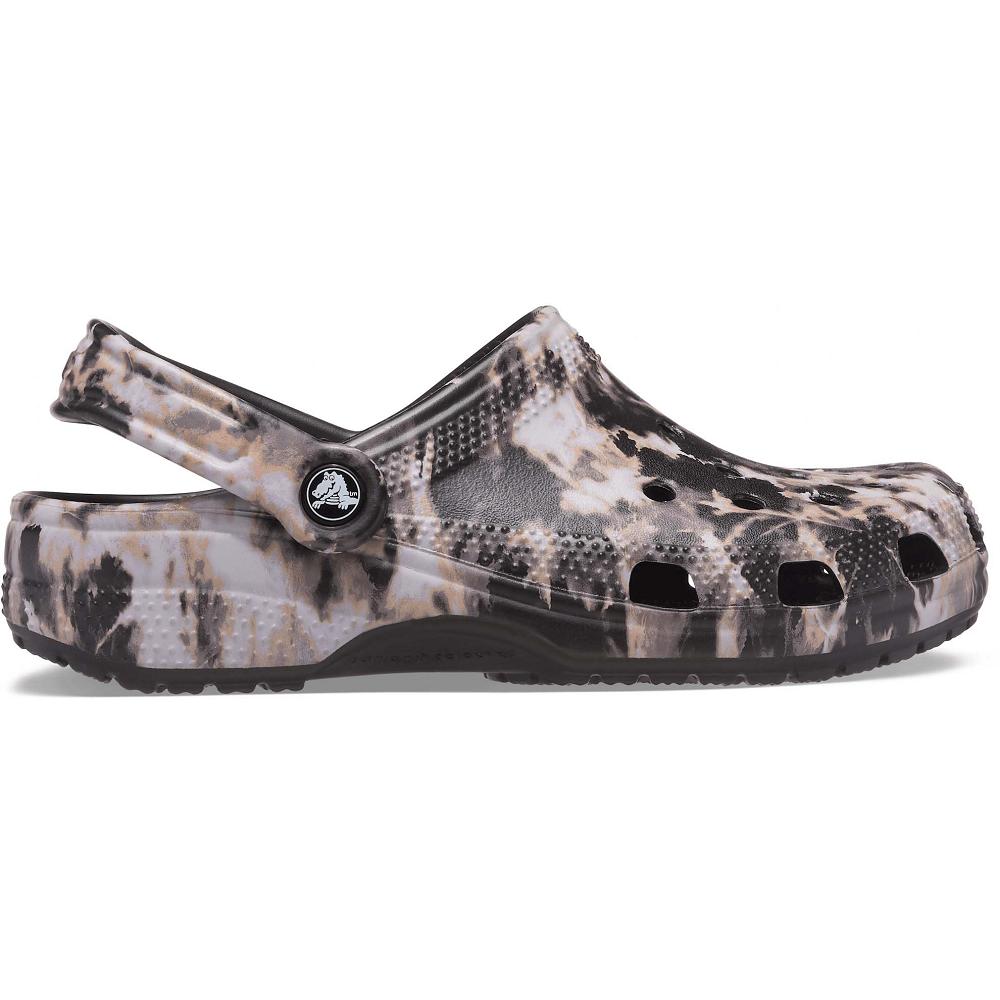 Black / Taupe Women's Crocs Classic Bleach Dye Clogs | NZ 0112ILHS
